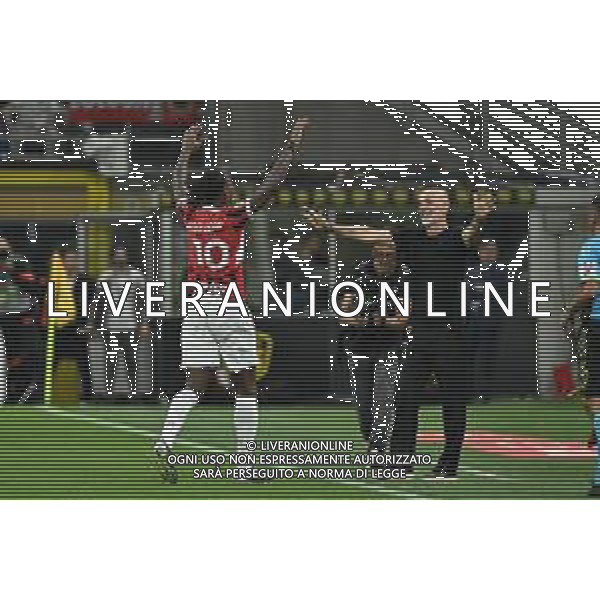 Milan vs Salernitana nella foto Rafael Leao (Milan) e Stefano Pioli allenatore Milan esultano dopo il gol dell\'1 a 0 Milano 25-05-2024 Stadio Giuseppe Meazza - San Siro Campionato Serie A TIM - 38a giornata foto Roberto Garavaglia/Agenzia Aldo Liverani sas/ AGENZIA ALDO LIVERANI SAS