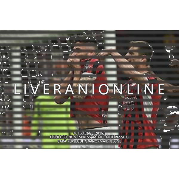 Milan vs Salernitana nella foto Olivier Giroud (Milan) e Matteo Gabbia (Milan) esultano dopo il gol del 2 a 0 Milano 25-05-2024 Stadio Giuseppe Meazza - San Siro Campionato Serie A TIM - 38a giornata foto Roberto Garavaglia/Agenzia Aldo Liverani sas/ AGENZIA ALDO LIVERANI SAS