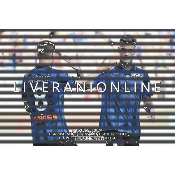 TVRG Atalanta vs Torino nella foto Mario Pasalic (Atalanta) e Gianluca Scamacca (Atalanta) esultano dopo il gol del 3 a 0 Bergamo 26-05-2024 Gewiss Stadium Campionato Serie A TIM - 38a giornata foto Roberto Garavaglia/Agenzia Aldo Liverani sas/AGENZIA ALDO LIVERANI SAS