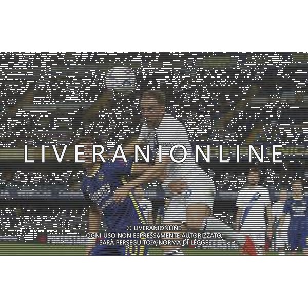 Zopolato Neves Carlos Augusto of Inter FC heads the ball during Hellas Verona FC vs Internazionale FC, 38° Serie A Tim 2023-24 game at Marcantonio Bentegodi Stadium in Verona (VR), Italy, on May 26, 2024. (Photo by Davide Casentini) / AGENZIA ALDO LIVERANI SAS