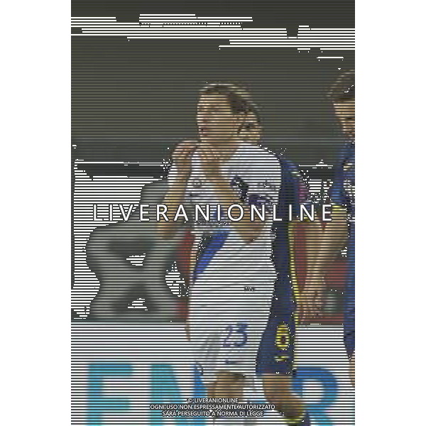 Nicolò Barella of Inter FC gestures during Hellas Verona FC vs Internazionale FC, 38° Serie A Tim 2023-24 game at Marcantonio Bentegodi Stadium in Verona (VR), Italy, on May 26, 2024. (Photo by Davide Casentini) / AGENZIA ALDO LIVERANI SAS
