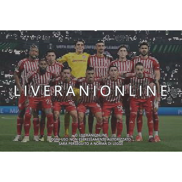 TVRG Olympiacos vs Fiorentina nella foto formazione Olympiacos, in piedi da SX Ayoub El Kaabi, Francisco Ortega, Kostas Tzolakis, David Carmo, Panagiotis Retsos e Vicente Iborra; in basso da SX Rodinei Marcelo de Almeida, Santiago Hezze, Chiquinho Francisco Silva Machado, Daniel Podence e Kostas Fortounis Atene (GRE) 29-05-2024 AEK Arena Finale UEFA Conference League foto Roberto Garavaglia/Agenzia Aldo Liverani sas