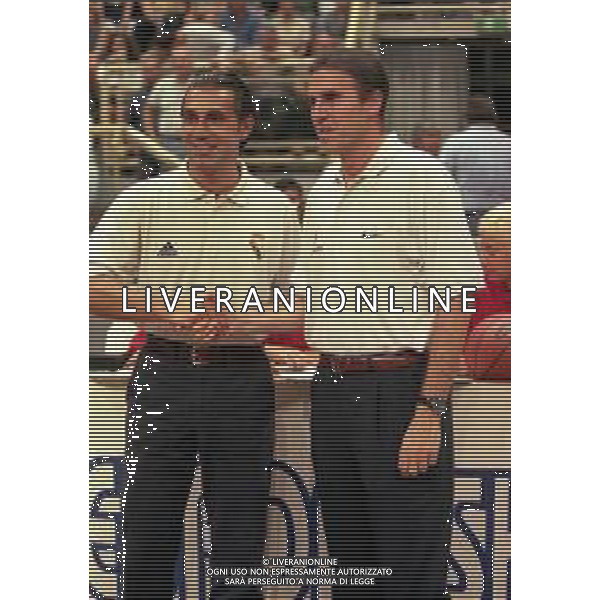 NEG-1999 REAL MADRID BASKET NELLA FOTO SERGIO SCARIOLO ALLENATORE REAL MADRID BASKET CON CARLO RECALCATI ALLENATORE PAF BOLOGNA AG ALDO LIVERANI SAS