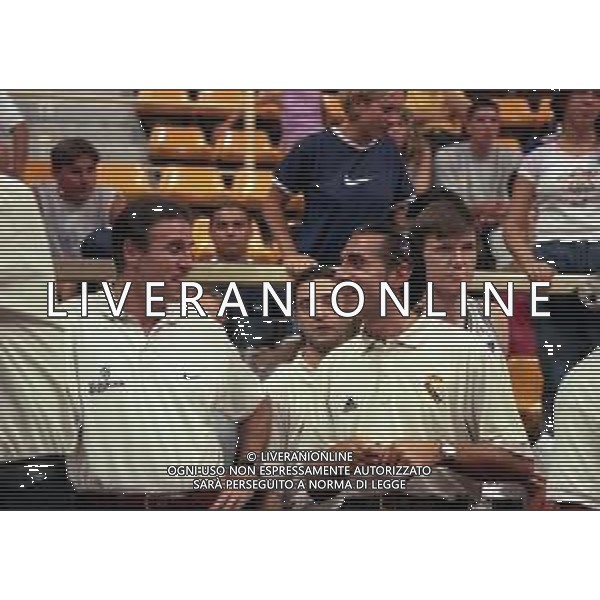 NEG-1999 REAL MADRID BASKET NELLA FOTO SERGIO SCARIOLO ALLENATORE REAL MADRID BASKET CON CARLO RECALCATI ALLENATORE PAF BOLOGNA AG ALDO LIVERANI SAS