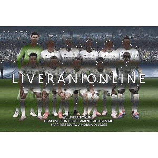 TVRG Borussia Dortmund vs Real Madrid nella foto formazione Real Madrid, in piedi da SX Thibaut Courtois, Toni Kroos, Antonio Rudiger, Eduardo Camavinga, Federico Valverde e Jude Bellingham; in bassio da SX Rodrygo Silva de Goes, Dani Carvajal, Nacho Josè Ignacio Fernandez, Vinicius Junior e Ferland Mendy Londra (ENG) Wembley Stadium Finale UEFA Champions League foto Roberto Garavaglia/Agenzia Aldo Liverani sas/AGENZIA ALDO LIVERANI SAS