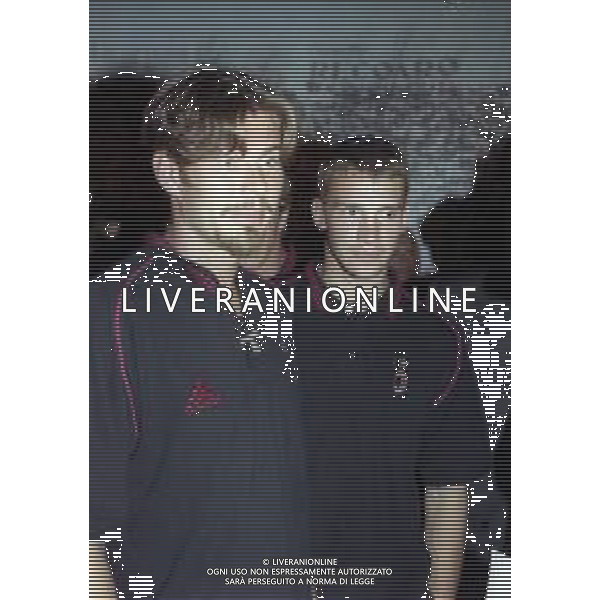 NEG-26-07-1999 MILANO PALAZZO DELLA PERMANENTE MOSTRA SUI 100 ANNI AC MILAN CALCIO NELLA FOTO ZVONIMIR BOBAN CON ANDRIY SHEVCHENKO AG ALDO LIVERANI SAS