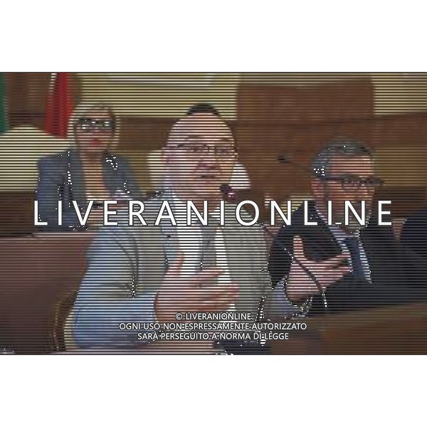 IMOLA 12 06 2024 CONSIGLIO COMUNALE Quadruplicamento Ferrovia Bologna-Castel Bolognese DIBATTITO PUBBLICO NUOVE LINEE FERROVIARIE PRESENTI ING E ARCH.DEL RFI SINDACI E I CITTADINI NELLA FOTO ANDREA PILLON RESPONSABILE DEL DIBATTITO PUBBLICO ©SANNA/AGENZIA ALDO LIVERANI SAS