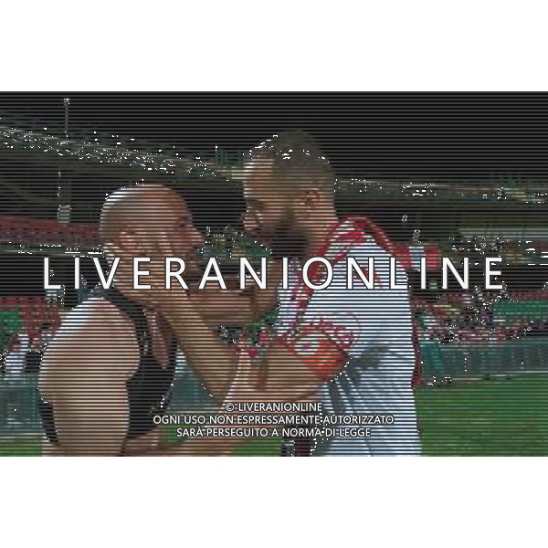 TVEM Ahmad Benali of SSC Bari and Valerio Di Cesare of SSC Bari celebrates the victory during the Italian Serie BKT playout match between Ternana Calcio vs SSC Bari on 23 May 2024 at the Libero Liberati stadium in Bari, Italy. Photo by Emmanuele Mastrodonato/ag. Aldo Liverani s.a.s./AGENZIA ALDO LIVERANI SAS