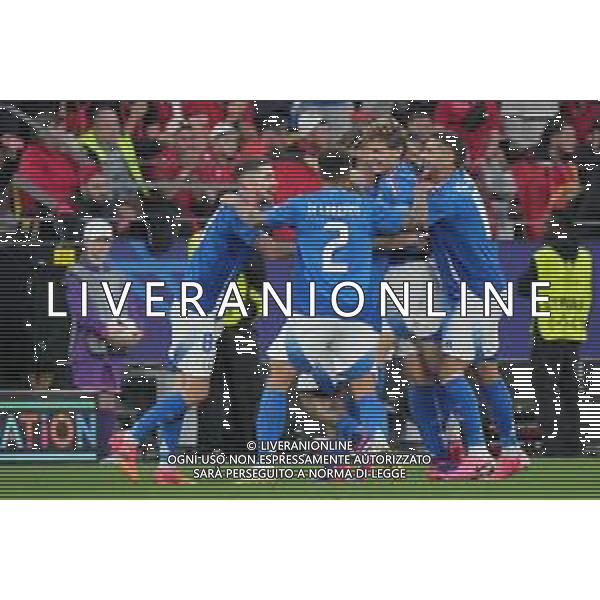 TVEM Nicolò Barella of Italy celebrates after scoring a goal with teammates during the UEFA EURO 2024 group stage match between Albania and Italy at Westfalenstadion on June 15, 2024 in Dortmund, Germany. Photo by Emmanuele Mastrodonato/ag. Aldo Liverani sas/AGENZIA ALDO LIVERANI SAS