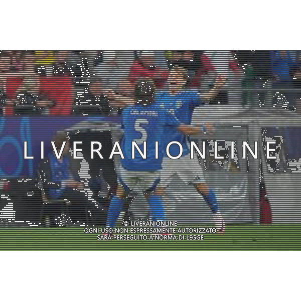 TVEM Nicolò Barella of Italy celebrates after scoring a goal with Riccardo Calafiori of Italy during the UEFA EURO 2024 group stage match between Albania and Italy at Westfalenstadion on June 15, 2024 in Dortmund, Germany. Photo by Emmanuele Mastrodonato/ag. Aldo Liverani sas/AGENZIA ALDO LIVERANI SAS