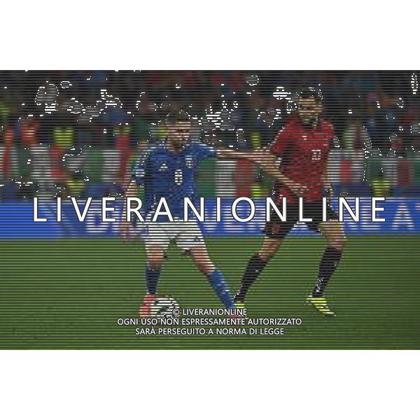 Italia vs Albania - UEFA EURO 2024 nella foto Jorginho Jorge Luiz Filho (Italia) e Nedim Bajrami (Albania) Dortmund (GER) 15-06-2024 BVB Stadion Dortmund Campionato Europeo di Calcio - UEFA EURO 2024 fase a gironi - gruppo B 1a giornata foto Roberto Garavaglia/Agenzia Aldo Liverani sas/AGENZIA ALDO LIVERANI SAS