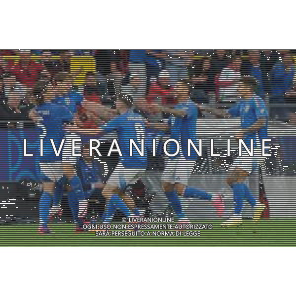 TVEM Nicolo Barella of Italy celebrates after scoring a goal with teammates during the UEFA EURO 2024 group stage match between Albania and Italy at Westfalenstadion on June 15, 2024 in Dortmund, Germany. Photo by Emmanuele Mastrodonato/ag. Aldo Liverani sas