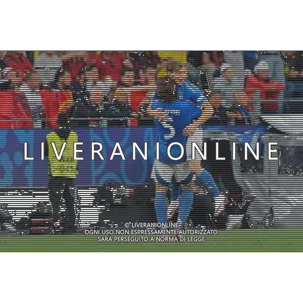 TVEM Nicolo Barella of Italy celebrates after scoring a goal with Riccardo Calafiori of Italy during the UEFA EURO 2024 group stage match between Albania and Italy at Westfalenstadion on June 15, 2024 in Dortmund, Germany. Photo by Emmanuele Mastrodonato/ag. Aldo Liverani sas