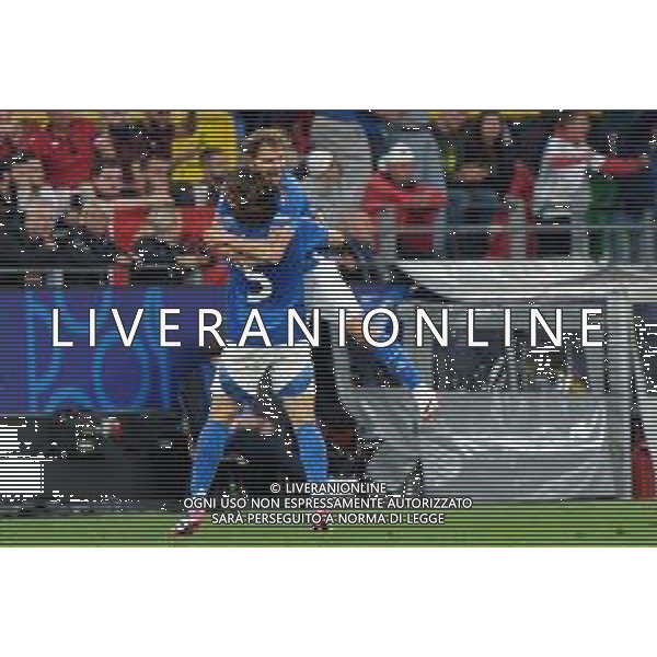 TVEM Nicolo Barella of Italy celebrates after scoring a goal with Riccardo Calafiori of Italy during the UEFA EURO 2024 group stage match between Albania and Italy at Westfalenstadion on June 15, 2024 in Dortmund, Germany. Photo by Emmanuele Mastrodonato/ag. Aldo Liverani sas
