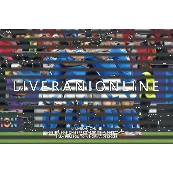 TVEM The players of Italy celebrates after scoring a goal during the UEFA EURO 2024 group stage match between Albania and Italy at Westfalenstadion on June 15, 2024 in Dortmund, Germany. Photo by Emmanuele Mastrodonato/ag. Aldo Liverani sas