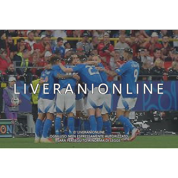 TVEM The players of Italy celebrates after scoring a goal during the UEFA EURO 2024 group stage match between Albania and Italy at Westfalenstadion on June 15, 2024 in Dortmund, Germany. Photo by Emmanuele Mastrodonato/ag. Aldo Liverani sas
