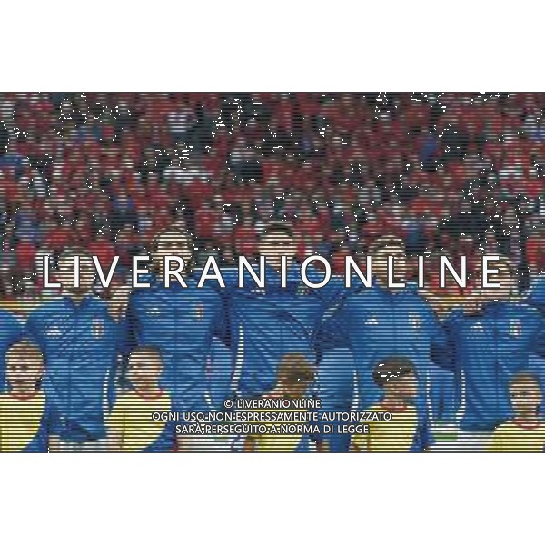 TVEM Jorginho of Italy, Riccardo Calafiori of Italy Alessandro Bastoni of Italy, Giovanni Di Lorenzo of Italy and Nicolo Barella of Italy during the national anthem prior the UEFA EURO 2024 group stage match between Albania and Italy at Westfalenstadion on June 15, 2024 in Dortmund, Germany. Photo by Emmanuele Mastrodonato/ag. Aldo Liverani sas