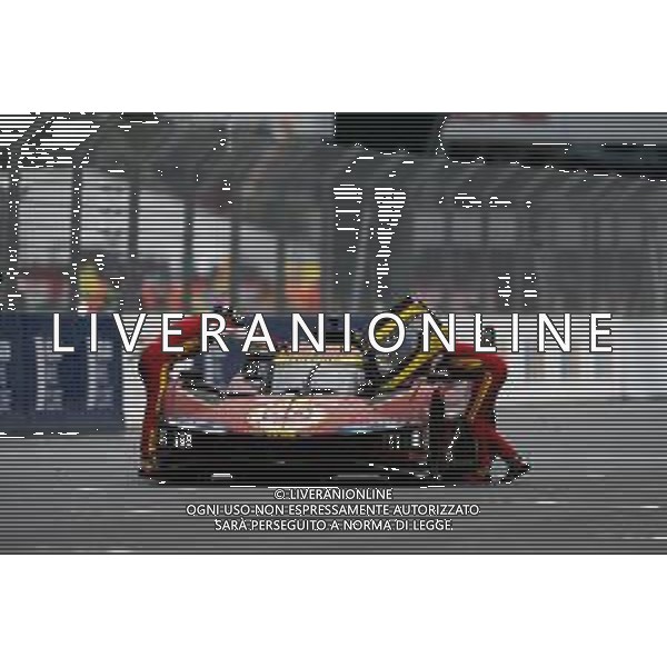Race winners Antonio Fuoco (ITA) / Miguel Molina (ESP) / Nicklas Nielsen (DEN) #50 Ferrari AF Corse, Ferrari 499P celebrate at the end of the race. 16.06.2024. FIA World Endurance Championship, Round 4, Le Mans 24 Hours, Race, Le Mans, France, Sunday. - www.xpbimages.com, EMail: requests@xpbimages.com - Copyright: Price / XPB Images AG ALDO LIVERANI SAS-ONLY ITALY
