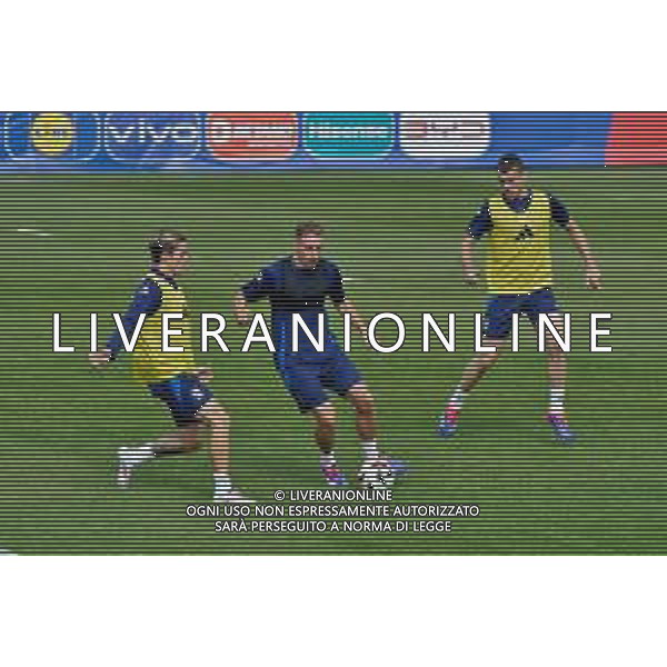 Davide Frattesi of Italy in action against Nicolò Fagioli of Italy during the training session at the team\'s base camp in Iserlohn, Germany on 17 June 2024, ahead of the second UEFA Euro 2024 football match. Photo by Emmanuele Mastrodonato/ag. Aldo Liverani sas