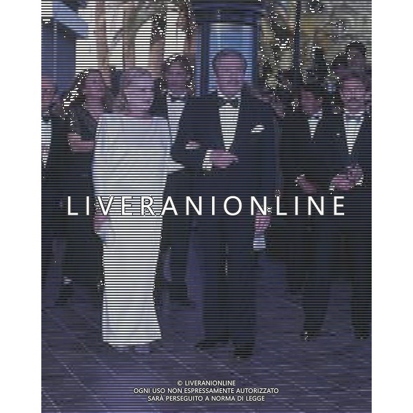 DIAP-RETROSPETTIVA MARCELLO MASTROIANNI ATTORE NELLA FOTO MARCELLO MASTROIANNI AL FESTIVAL INTERNAZIONALE DEL CINEMA DI CANNES NELL\'ANNO 1991 CON JEAN MOREAU AG ALDO LIVERANI SAS