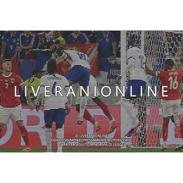 Austria vs Francia - UEFA EURO 2024 nella foto lo scontro aereo tra Kylian Mbappè (Francia) e Kevin Danso (Austria) che ha procurato il grave infortunio al naso al capitano francese Dusseldorf (GER) 17-06-2024 Dusseldorf Arena Campionato Europeo di Calcio - UEFA EURO 2024 fase a gironi - 1a giornata Gruppo D foto Roberto Garavaglia/Agenzia Aldo Liverani sas/AGENZIA ALDO LIVERANI SAS