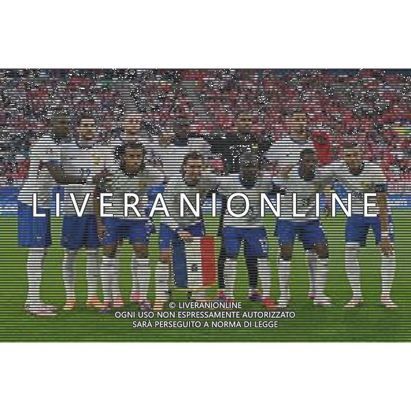 Austria vs Francia - UEFA EURO 2024 nella foto formazione Francia, in piedi da SX Marcus Thuram, Theo Hernandez, Adrien Rabiot, Dayot Upamecano, Mike Maignan e William Saliba; in basso da SX Jules Koundè, Antoine Griezmann, N\'Golo Kantè, Ousmane Dembelè e Kylian Mbappè Dusseldorf (GER) 17-06-2024 Dusseldorf Arena Campionato Europeo di Calcio - UEFA EURO 2024 fase a gironi - 1a giornata Gruppo D foto Roberto Garavaglia/Agenzia Aldo Liverani sas/AGENZIA ALDO LIVERANI SAS