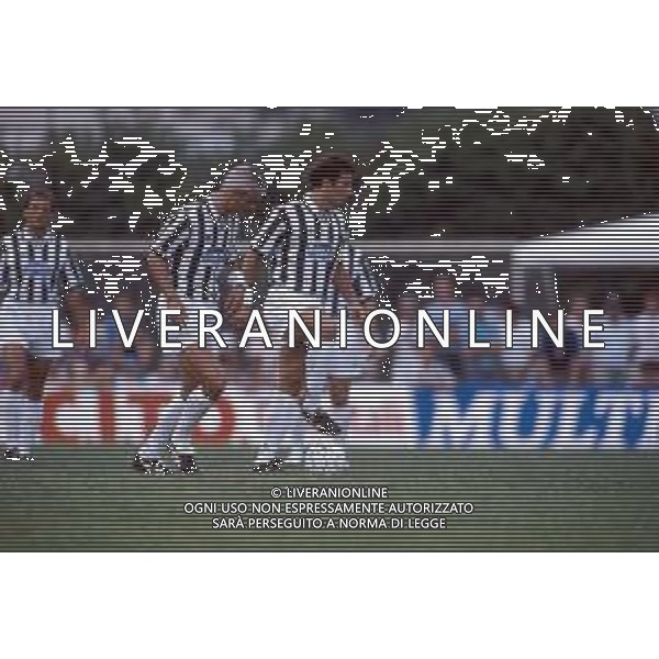 Juventus calcio anni 90 nella foto Ravanelli fabrizio con Gianluca Vialli ph archivio Agenzia Aldo Liverani
