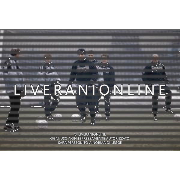 Juventus calcio anni 90 - Allenamento nella foto Ravanelli Fabrizio con Didier Deschamps e Gianluca Vialli ph archivio Agenzia Aldo Liverani