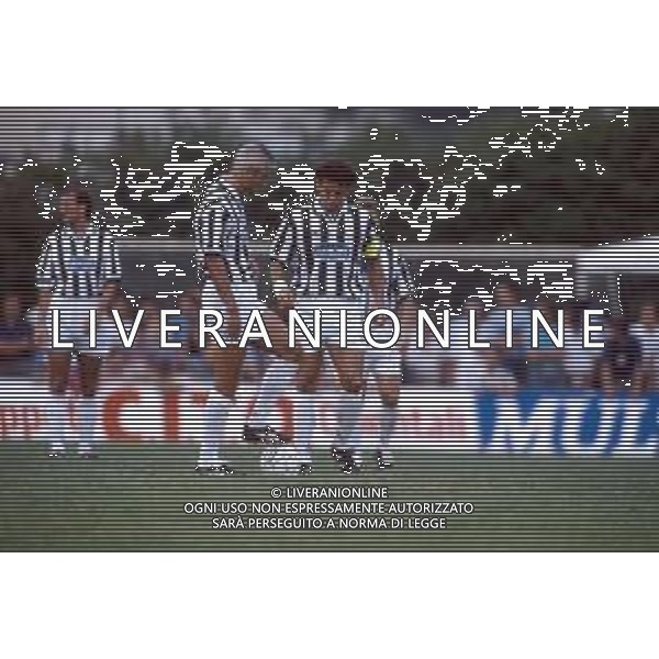 Juventus calcio anni 90 nella foto Ravanelli fabrizio con Gianluca Vialli ph archivio Agenzia Aldo Liverani