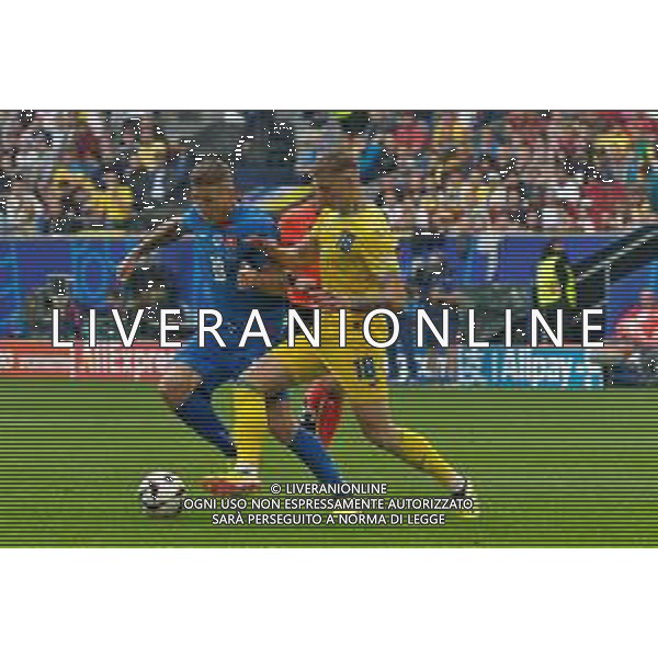 TVEM Juraj Kucka of Slovakia in action against Volodymyr Brazhko of Ukraine during the UEFA EURO 2024 group stage match between Slovakia and Ukraine at Dusseldorf Arena on June 21, 2024 in Dusseldorf, Germany. Photo by Emmanuele Mastrodonato/ag. Aldo Liverani sas/AGENZIA ALDO LIVERANI SAS