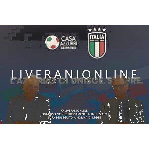 President FIGC Gabriele Gravina and Claudio Barbaro, Italy State Secretary at the Ministry of the Environment and Energy Security during press conference at casa azzurri media center in Iserlohn, Germany on 22 June 2024. Photo by Emmanuele Mastrodonato/ag. Aldo Liverani sas