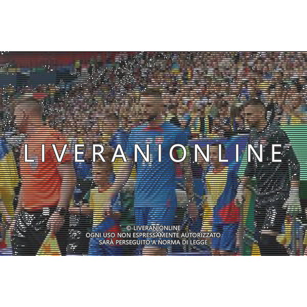 TVEM Milan Skriniar of Slovakia and Martin Dúbravka of Slovakia enter the field during the UEFA EURO 2024 group stage match between Slovakia and Ukraine at Dusseldorf Arena on June 21, 2024 in Dusseldorf, Germany. Photo by Emmanuele Mastrodonato/ag. Aldo Liverani sas/AGENZIA ALDO LIVERANI SAS