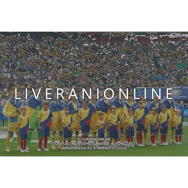 TVEM Formazione giocatori ucraina durante inno nazionale - Players of Ukraine during during the national anthem prior the UEFA EURO 2024 group stage match between Slovakia and Ukraine at Dusseldorf Arena on June 21, 2024 in Dusseldorf, Germany. Photo by Emmanuele Mastrodonato/ag. Aldo Liverani sas/AGENZIA ALDO LIVERANI SAS