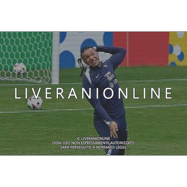 TVEM Kylian Mbappé of France annoyed by the mask he throws it during the training session at the Home Deluxe Arena in Paderbon, Germany on 23 June 2024. Photo by Emmanuele Mastrodonato/ag. Aldo Liverani sas