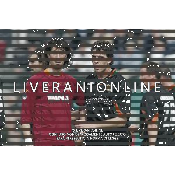 07-04-2002 VENEZIA-CAMPIONATO DI CALCIO SERIE A VENEZIA -ROMA 2-2 NELLA FOTO MARCO DELVECCHIO E PATRIZIO BALLEELLO AG ALDO LIVERANI SAS