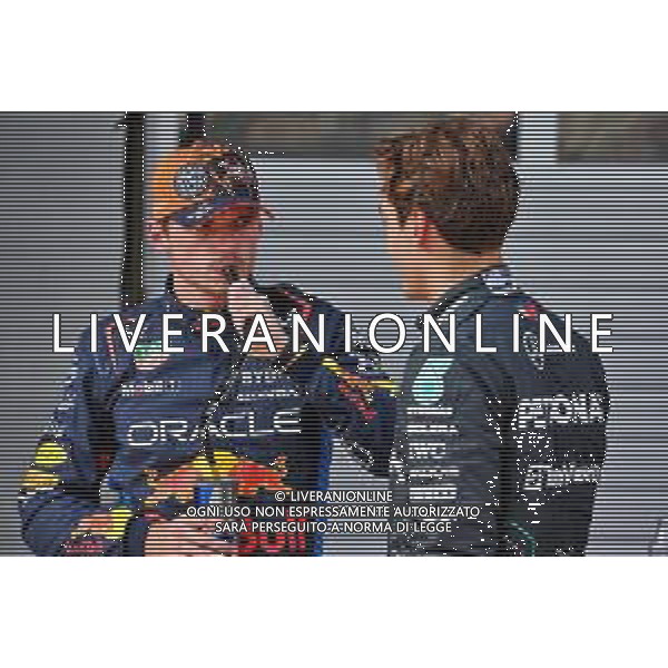(L to R): Pole sitter Max Verstappen (NLD) Red Bull Racing in qualifying parc ferme with third placed George Russell (GBR) Mercedes AMG F1. 29.06.2024. Formula 1 World Championship, Rd 11, Austrian Grand Prix, Spielberg, Austria, Sprint and Qualifying Day. - www.xpbimages.com, EMail: requests@xpbimages.com © Copyright: Batchelor / XPB Images/ AGENZIA ALDO LIVERANI SAS - ITALY ONLY EDITORIAL USE ONLY