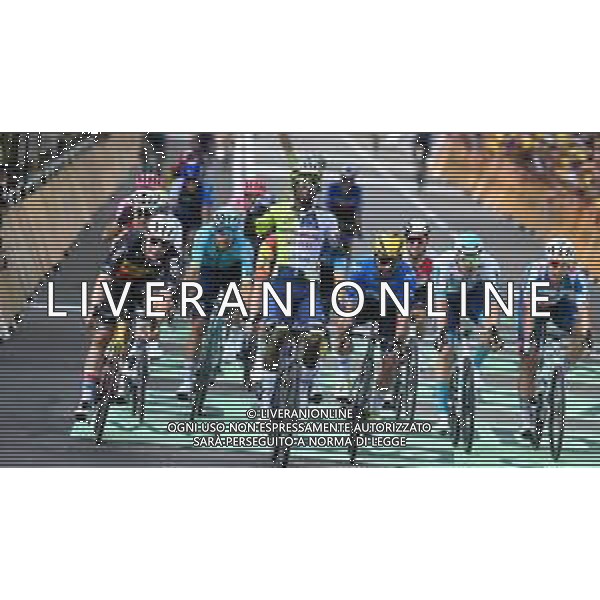 01-07-2024 Tour De France; Tappa 03 Piacenza - Torino; 2024, Intermarche - Wanty; 2024, Movistar; 2024, Lotto - Dstny; Gyrmai Hailu, Biniam; Gaviria Rendon, Fernando; De Lie, Arnaud; Torino; ©SIROTTI / AGENZIA ALDO LIVERANI SAS