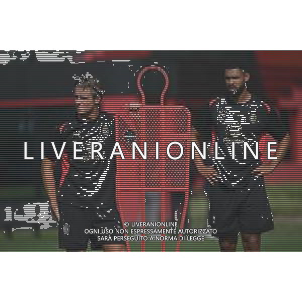 TVRG Primo allenamento Milan nella foto Lorenzo Colombo (Milan) e Ruben Loftus-Cheek (Milan) Carnago (VA) 08-07-2024 Primo allenamento del Milan presso il centro sportivo Milanello in preparazione della stagione 2024-2025 foto Roberto Garavaglia/Agenzia Aldo Liverani sas