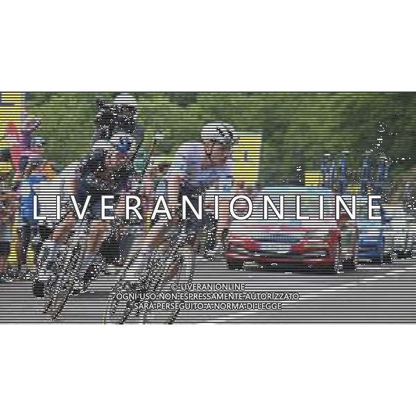 10-07-2024 Tour De France; Tappa 11 Evaux Les Bains - Le Lioran; 2024, Soudal - Quick Step; 2024, Bora - Hansgrohe; Evenepoel, Remco; Roglic, Primoz; Col De Font De Cere; ©SIROTTI / AGENZIA ALDO LIVERANI SAS