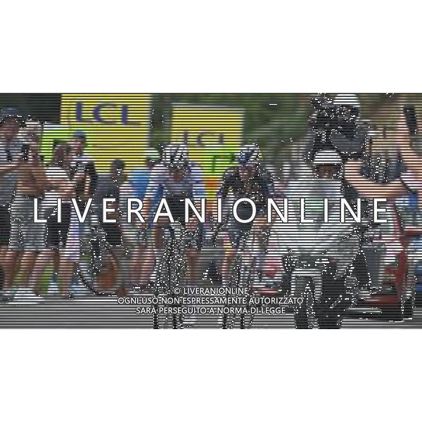 10-07-2024 Tour De France; Tappa 11 Evaux Les Bains - Le Lioran; 2024, Soudal - Quick Step; 2024, Bora - Hansgrohe; Evenepoel, Remco; Roglic, Primoz; Col De Font De Cere; ©SIROTTI / AGENZIA ALDO LIVERANI SAS