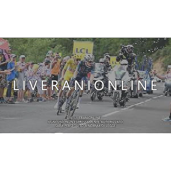 10-07-2024 Tour De France; Tappa 11 Evaux Les Bains - Le Lioran; 2024, Visma - Lease A Bike; 2024, Uae Team Emirates; Vingegaard, Jonas; Pogacar, Tadej; Col De Font De Cere; ©SIROTTI / AGENZIA ALDO LIVERANI SAS