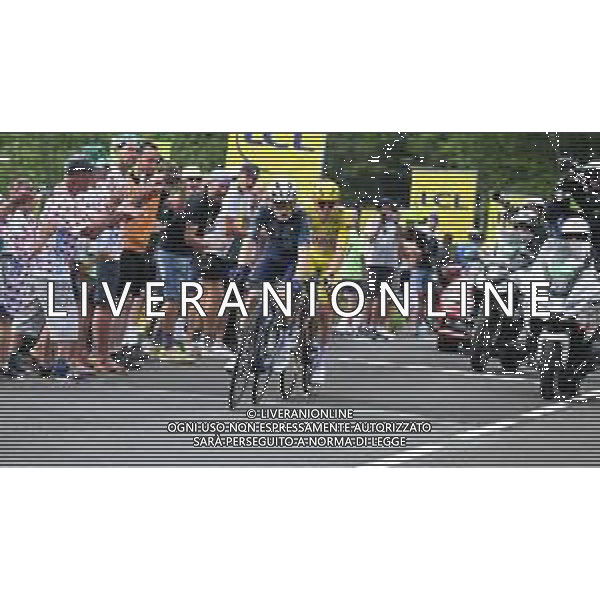 10-07-2024 Tour De France; Tappa 11 Evaux Les Bains - Le Lioran; 2024, Visma - Lease A Bike; 2024, Uae Team Emirates; Vingegaard, Jonas; Pogacar, Tadej; Col De Font De Cere; ©SIROTTI / AGENZIA ALDO LIVERANI SAS