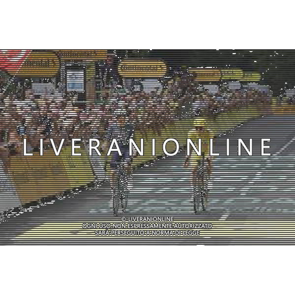 10-07-2024 Tour De France; Tappa 11 Evaux Les Bains - Le Lioran; 2024, Visma - Lease A Bike; 2024, Uae Team Emirates; Vingegaard, Jonas; Pogacar, Tadej; Le Lioran; ©SIROTTI / AGENZIA ALDO LIVERANI SAS