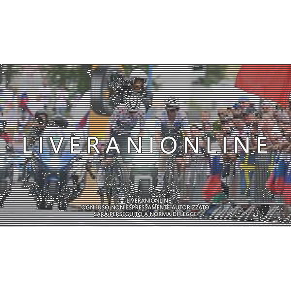 19-07-2024 Tour De France; Tappa 19 Embrun - Isola 2000; 2024, Soudal - Quick Step; 2024, Visma - Lease A Bike; Evenepoel, Remco; Vingegaard, Jonas; Isola 2000; ©SIROTTI/AGENZIA ALDO LIVERANI SAS