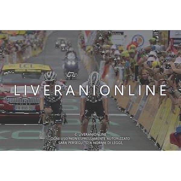 19-07-2024 Tour De France; Tappa 19 Embrun - Isola 2000; 2024, Soudal - Quick Step; Evenepoel, Remco; Vingegaard, Jonas; Isola 2000; ©SIROTTI/AGENZIA ALDO LIVERANI SAS
