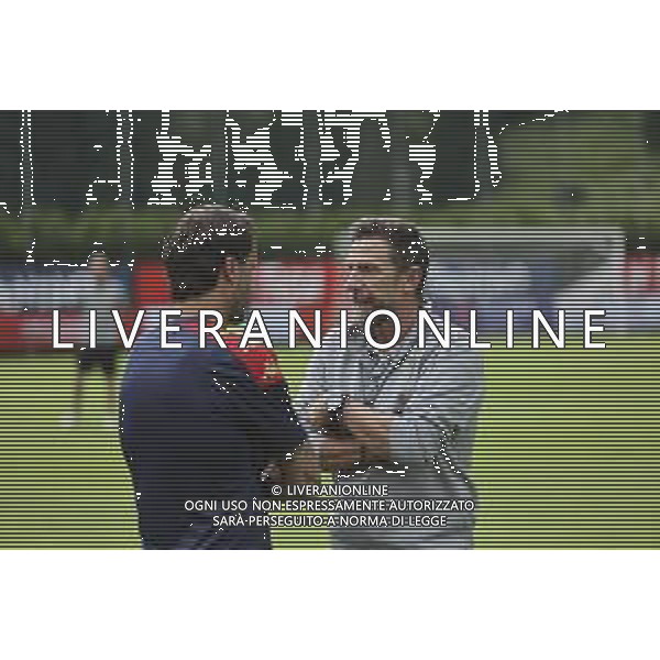 Alberto Gilardino Head Coach of Genoa CFC and Eusebio Di Francesco Head Coach of Venezia FC during Genoa CFC vs Venezia FC, Test Match pre season Serie A Enilive 2024-25, at Centro Sportivo "Carlo Benatti" in Moena (TN), Italy, on July 20, 2024. (Photo by Davide Casentini)/AGENZIA ALDO LIVERANI SAS