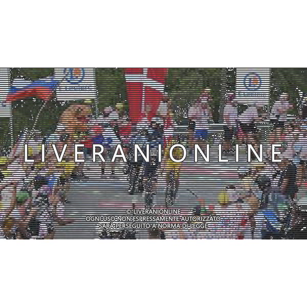 20-07-2024 Tour De France; Tappa 20 Nice - Col De La Couillole; 2024, Uae Team Emirates; 2024, Visma - Lease A Bike; Pogacar, Tadej; Vingegaard, Jonas; Col De La Couillole; ©SIROTTI/AGENZIA ALDO LIVERANI SAS