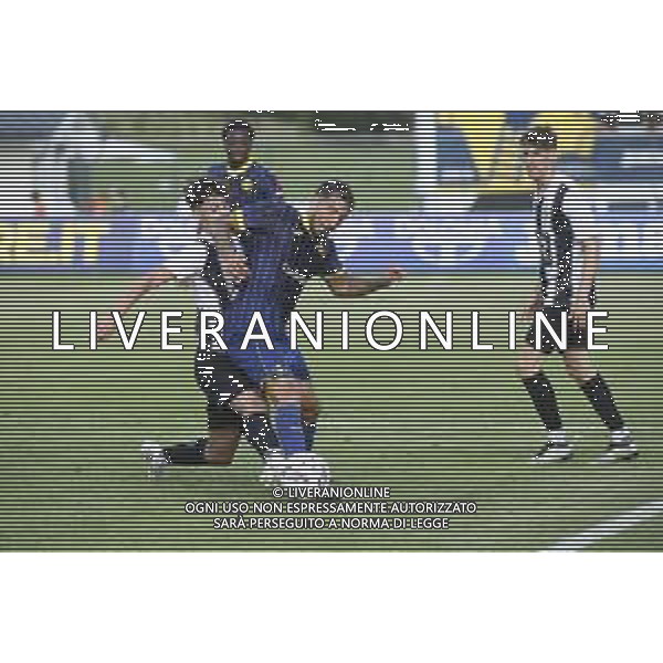 Federico Ceccerini of Hellas Verona battle for the ball during Hellas Verona FC vs FC Rovereto, 2° Test Match, at Centro Sportivo \'La Pineta\' on Folgaria (TN), on July 21, 2024. (Photo by Davide Casentini)/AGENZIA ALDO LIVERANI SAS