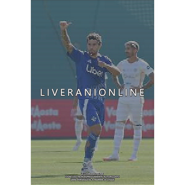 Chatillon (Ao) 25.07.2024 Stadio E.Brunod ©Manuela Viganti/Agenzia Aldo Liverani Cagliari vs Como Amichevole Precampionato stagione 2024/2025 Nella foto: esultanza patrick cutrone dopo il gol ©Viganti/AG ALDO LIVERANI SAS