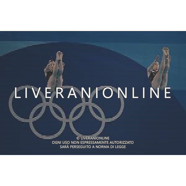 Olimpiadi Parigi 2024 nella foto la coppia britannica, Yasmin Harper e Scarlett Mew Jensen Parigi (FRA) 27-07-2024 Finale della gara femminile di tuffi dal trampolino 3 metri sincronizzato foto Roberto Garavaglia/Agenzia Aldo Liverani sas